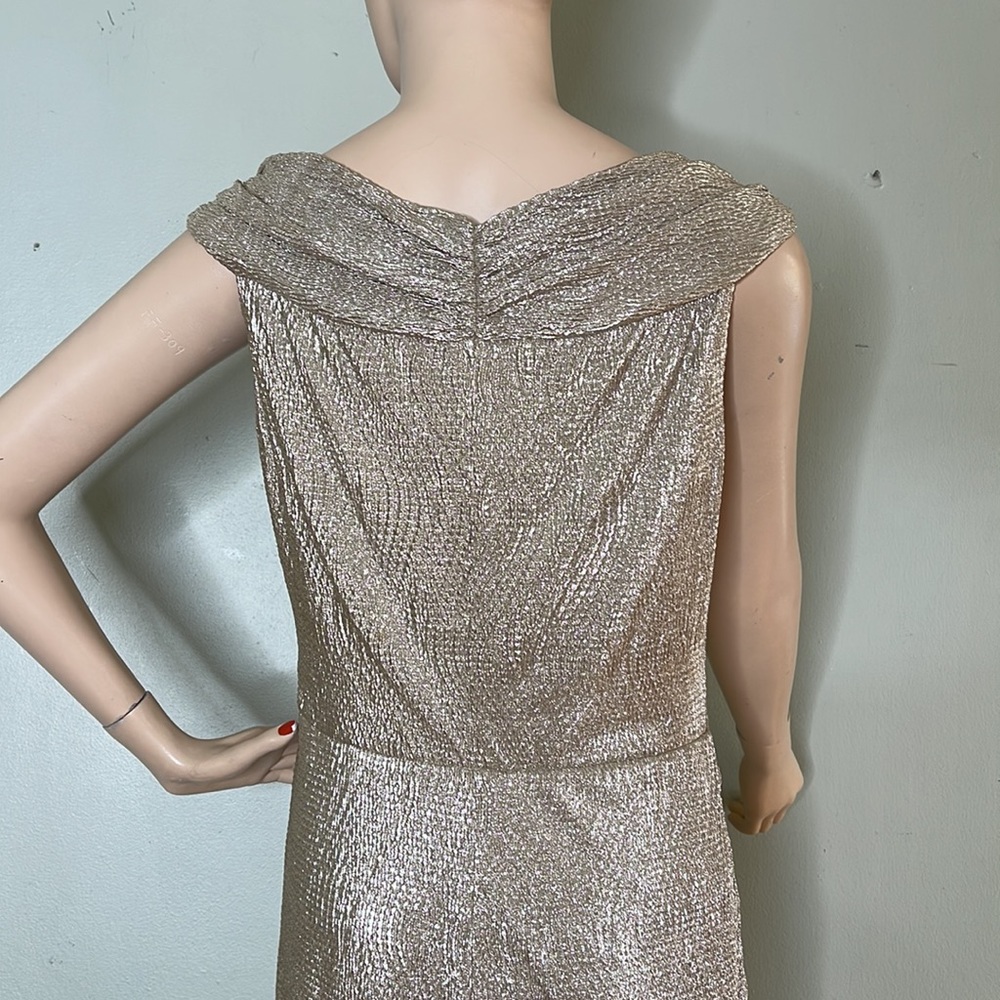 Metallic Silver Foil Stretch Ralph Lauren Evening Dress - Picture 3 of 17